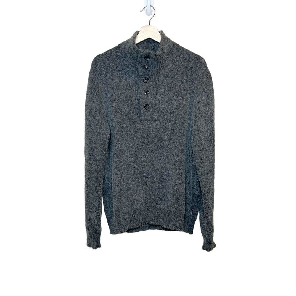 French Connection charcoal gray 1/4 button wool blend sweater size XL